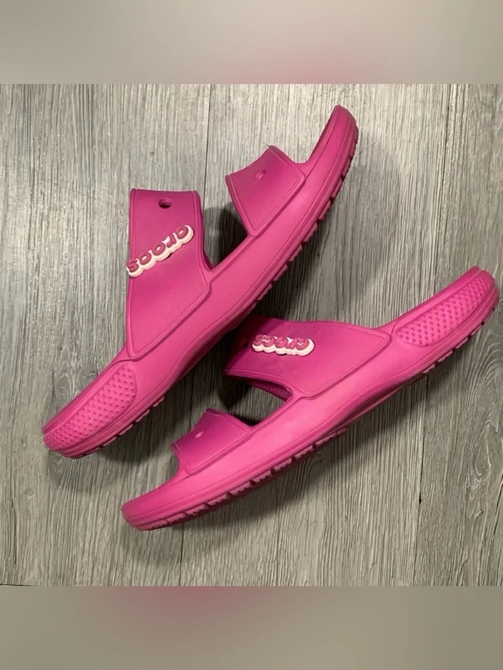 Crocs Sandals‎ Classic Unisex Adult Two Strap Pink Lightweight Slip-On size 9